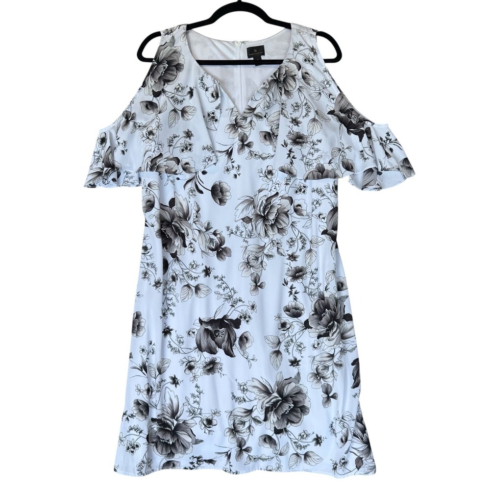 Worthington Dress Womens 10 White Floral‎ Chiffon Overlay Whimsigoth Cottagecore